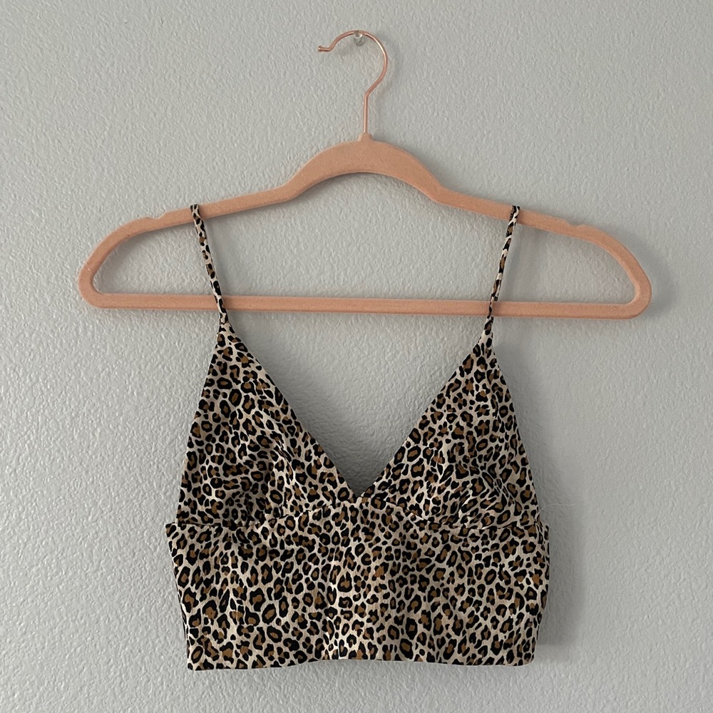 Zara cheetah cropped tank